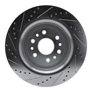 Jeep Grand Wagoneer Brake Rotor (1) - Rear Right - R1 Concepts - Drilled & Slotted - Silver - `21-`25